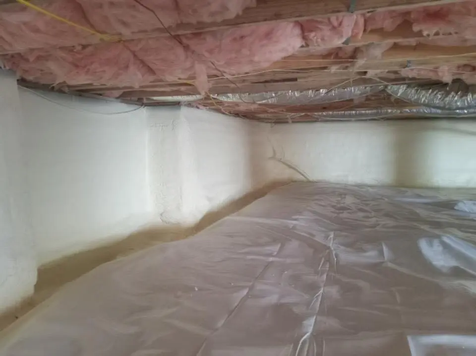 Crawl space encapsulation with closed-cell spray foam for Roof Waterproofing in North Huntingdon